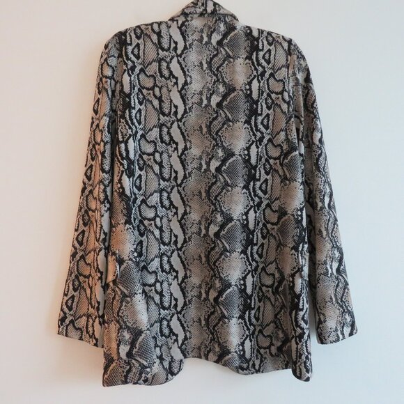 JOSEPH RIBKOFF Snakeskin Beige Black Open Front Blazer Jacket - Size US 10 - Picture 8 of 14